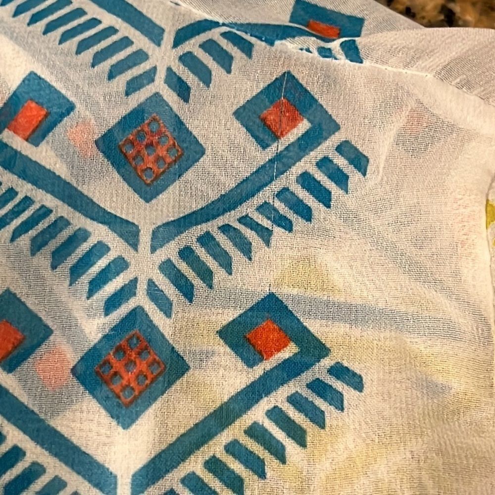 Peach Love California Aztec Geometric Kimono Sheer Ivory Chiffon Boho USA M - Picture 11 of 11